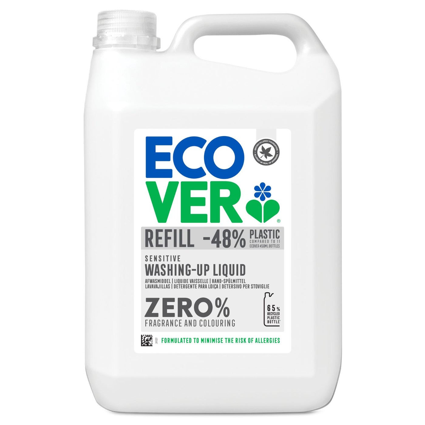 ecover Zero Sensitive Washing Up Liquid Refill - 5 Litre